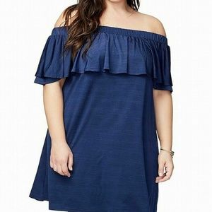 Rachel Rachel Roy Shift Off-Shoulder Navy Dress 2X